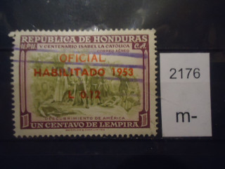 Фото марки Гондурас надпечатка 1953г