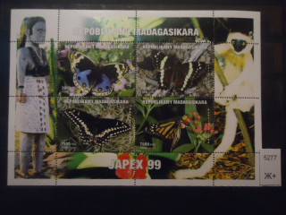 Фото марки Мадагаскар 1999г малый лист **