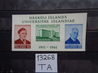 Фото марки Исландия блок 1961г **