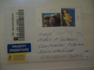 Фото марки ООН 2002г конверт прошедший почту