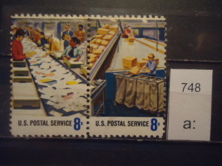 Фото марки США 1973г сцепка **