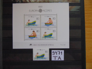 Фото марки Португальские Азорские Острова блок+марка 1989г **