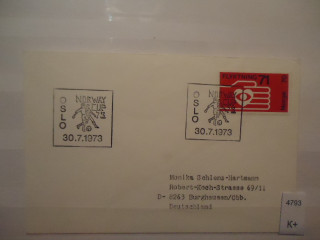 Фото марки Норвегия конверт 1973г