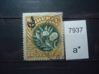 Фото марки Либерия надпечатка 1909г