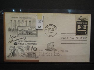 Фото марки США 1958г FDC (первый день гашения)