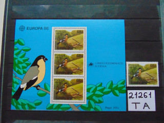 Фото марки Португальские Азоры марка+блок 1986г **