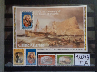 Фото марки Британский Гибралтар блок+серия 1980г **