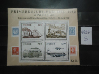 Фото марки Норвегия 1980г блок **