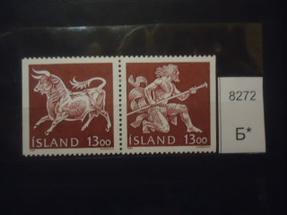 Фото марки Исландия 1987г сцепка **