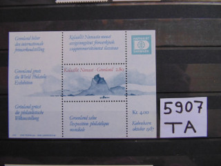 Фото марки Гренландия блок 1987г **