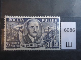 Фото марки Польша 1951г *
