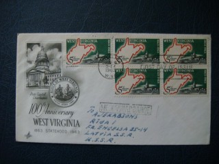 Фото марки США конверт 1963г FDC **