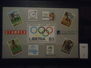 Фото марки Либерия 1988г блок **