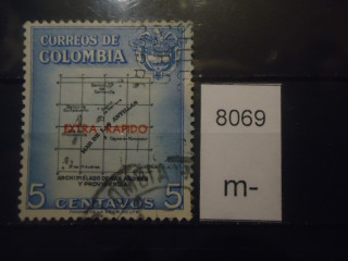 Фото марки Колумбия 1955г надпечатка
