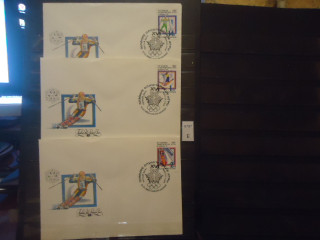Фото марки Россия 1992г 3 конверта КПД с серией марок