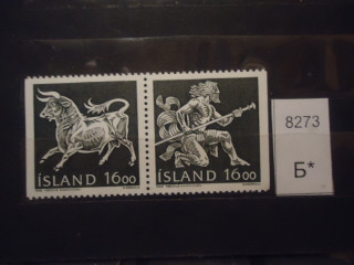 Фото марки Исландия 1988г сцепка **