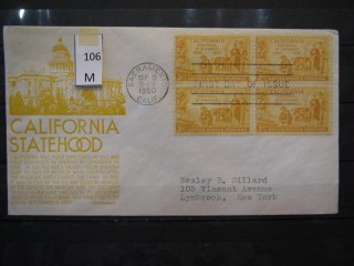 Фото марки США 1950г FDC (первый день гашения)