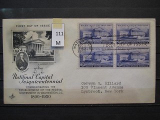 Фото марки США 1950г FDC (первый день гашения)