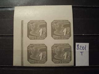 Фото марки Германская оккупация Чехословакии квартблок 1943г **