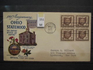 Фото марки США 1953г FDC (первый день гашения)
