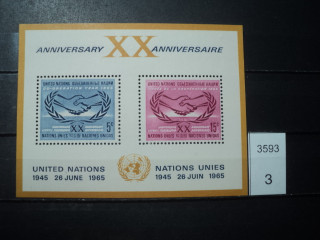 Фото марки ООН блок 1965г *