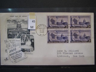 Фото марки США 1948г FDC (первый день гашения)