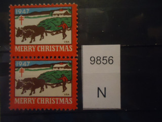 Фото марки Марки США и афилированных территорий 1947г Рождественские этикетки пара *