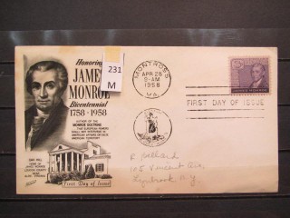 Фото марки США 1958г FDC (первый день гашения)