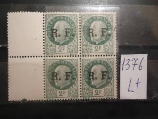 Фото марки Франция 1941-42гг квартблок надпечатка (№525) **