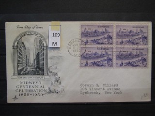 Фото марки США 1950г FDC (первый день гашения)