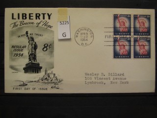 Фото марки США 1954г FDC (первый день гашения)