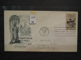 Фото марки США 1957г FDC (первый день гашения)