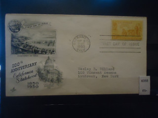 Фото марки США 1950г конверт первого дня гашения