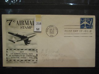 Фото марки США 1958г FDC (первый день гашения)