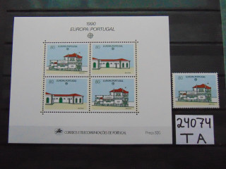 Фото марки Португалия блок+марка 1990г **
