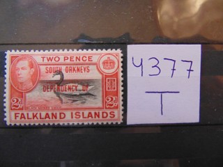 Фото марки Фалклендские острова (с надпечаткой) 1942г **