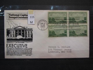 Фото марки США 1950г FDC (первый день гашения)