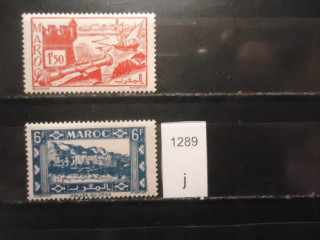 Фото марки Марокко 1945-47гг (2 марки из 17) **