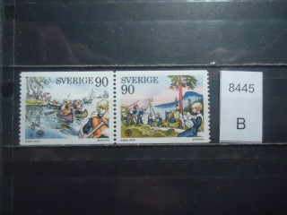 Фото марки Швеция сцепка 1975г **