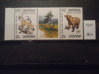 Фото марки Украина 1997г сцепка с купоном **