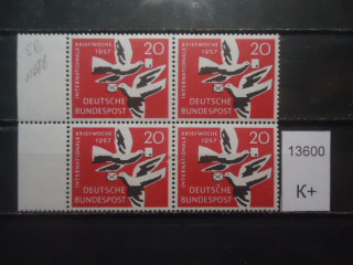 Фото марки Германия ФРГ 1957г квартблок (5€) **