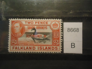 Фото марки Брит. Фолклендские острова надпечатка *