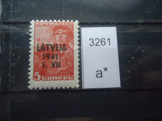 Фото марки Германская оккупация Латвии 1941г **