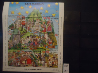Фото марки Сан Марино 1993г (12€) малый лист **