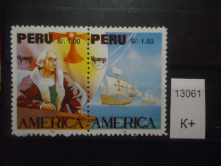 Фото марки Перу 1992г сцепка (Колумб) **