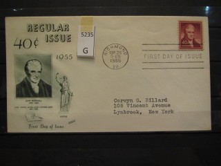 Фото марки США 1955г FDC (первый день гашения)