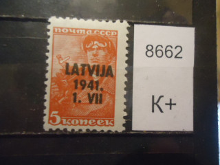 Фото марки Германская оккупация Латвии 1941г надпечатка **