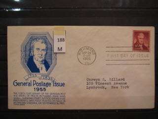 Фото марки США 1955г FDC (первый день гашения)