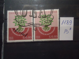 Фото марки Эквадор 1964г надпечатка **