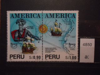 Фото марки Перу 1992г сцепка **